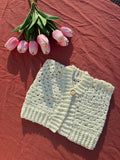 Gilet en crochet - Vanille - 0-3 mois Aux Tissus Fleuris