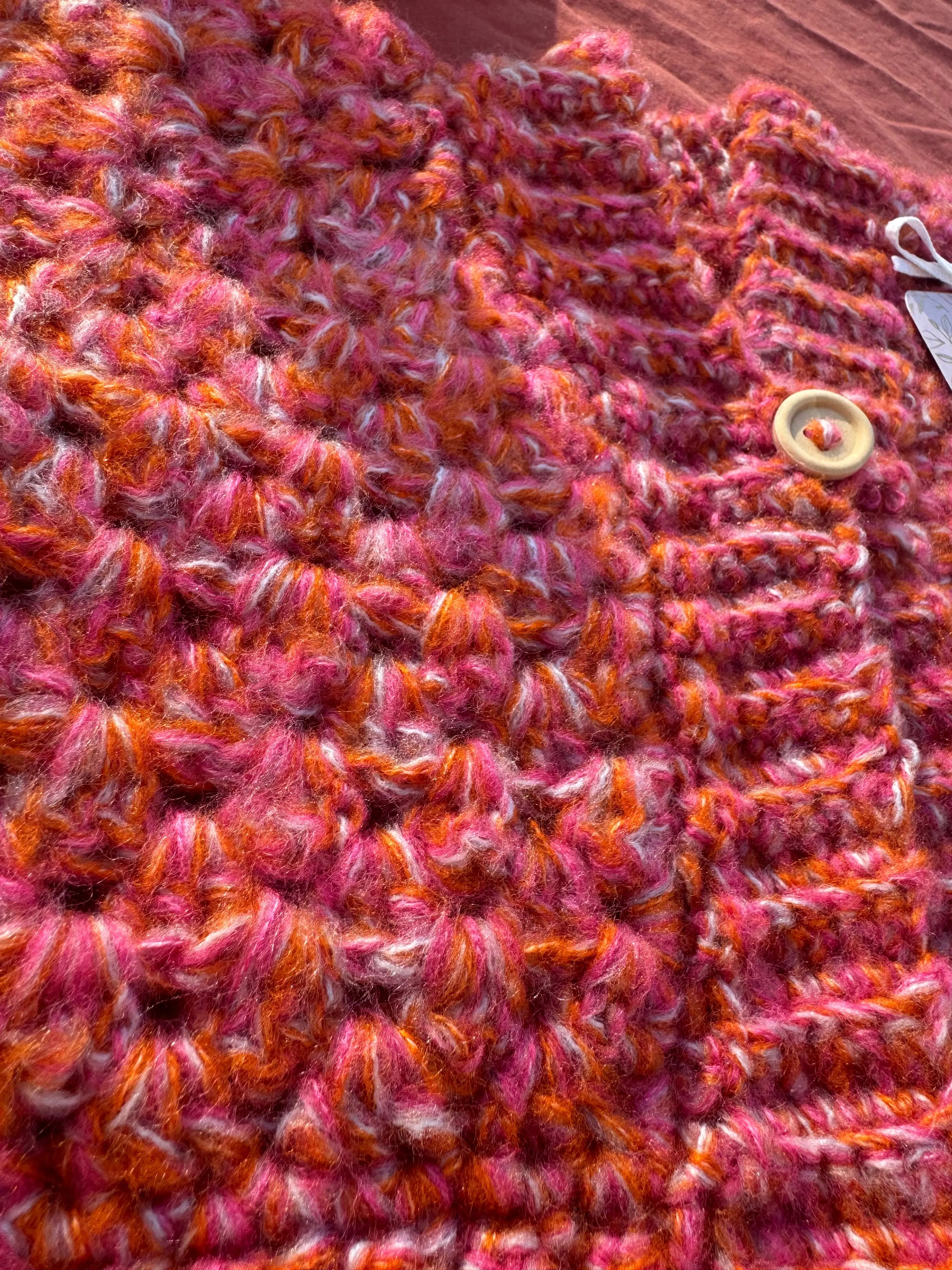 Gilet en crochet - Rouge orangé - 6-12 mois Aux Tissus Fleuris