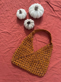 Sac en crochet - marron et orange Aux Tissus Fleuris