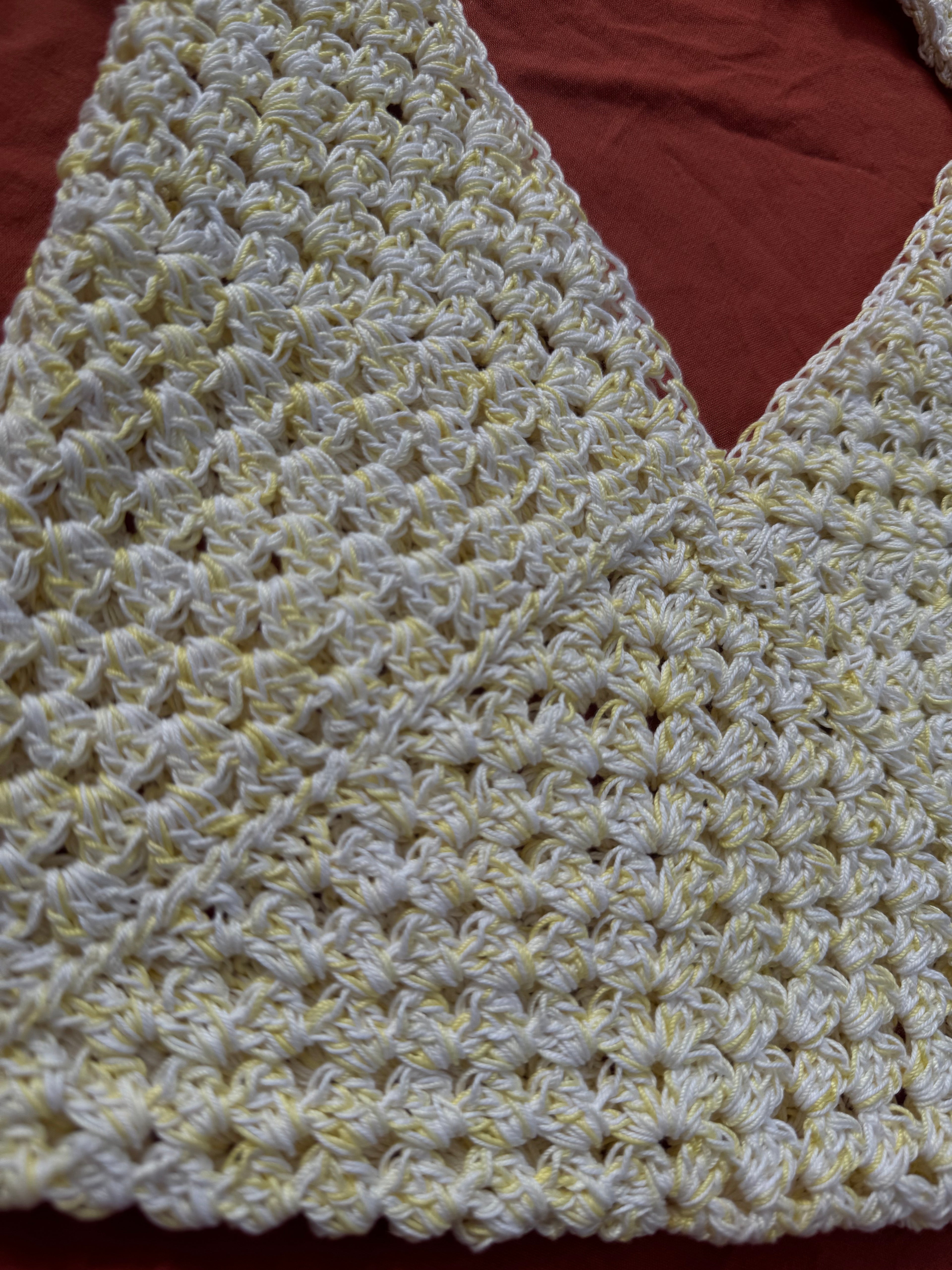 Sac en crochet - blanc et jaune Aux Tissus Fleuris
