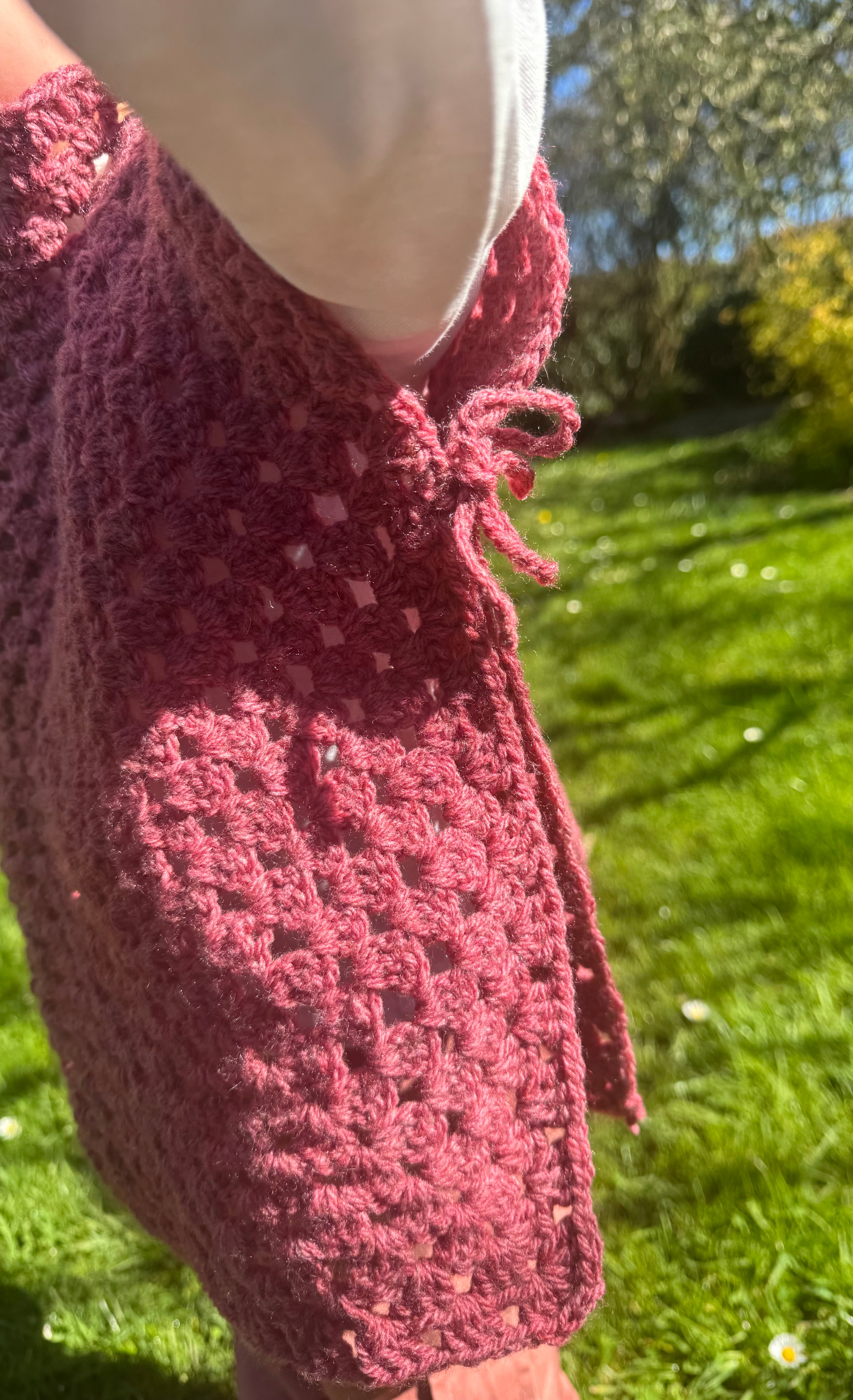 Poncho - rouge/rose 2-3 ans Aux Tissus Fleuris