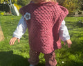 Poncho - rouge/rose 2-3 ans Aux Tissus Fleuris
