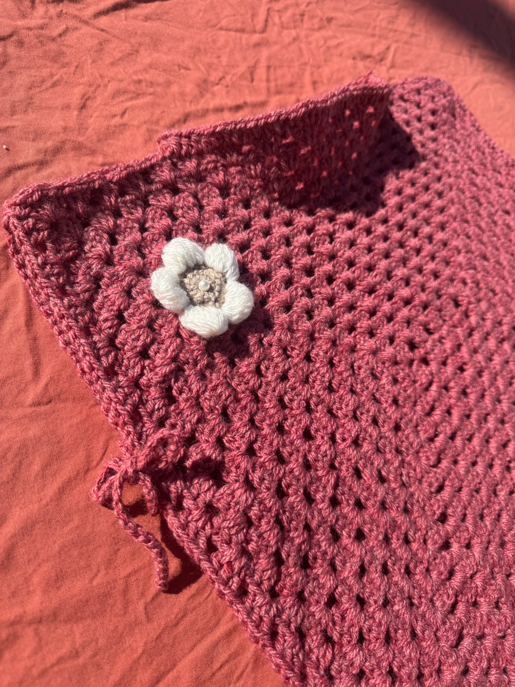 Poncho - rouge/rose 2-3 ans Aux Tissus Fleuris