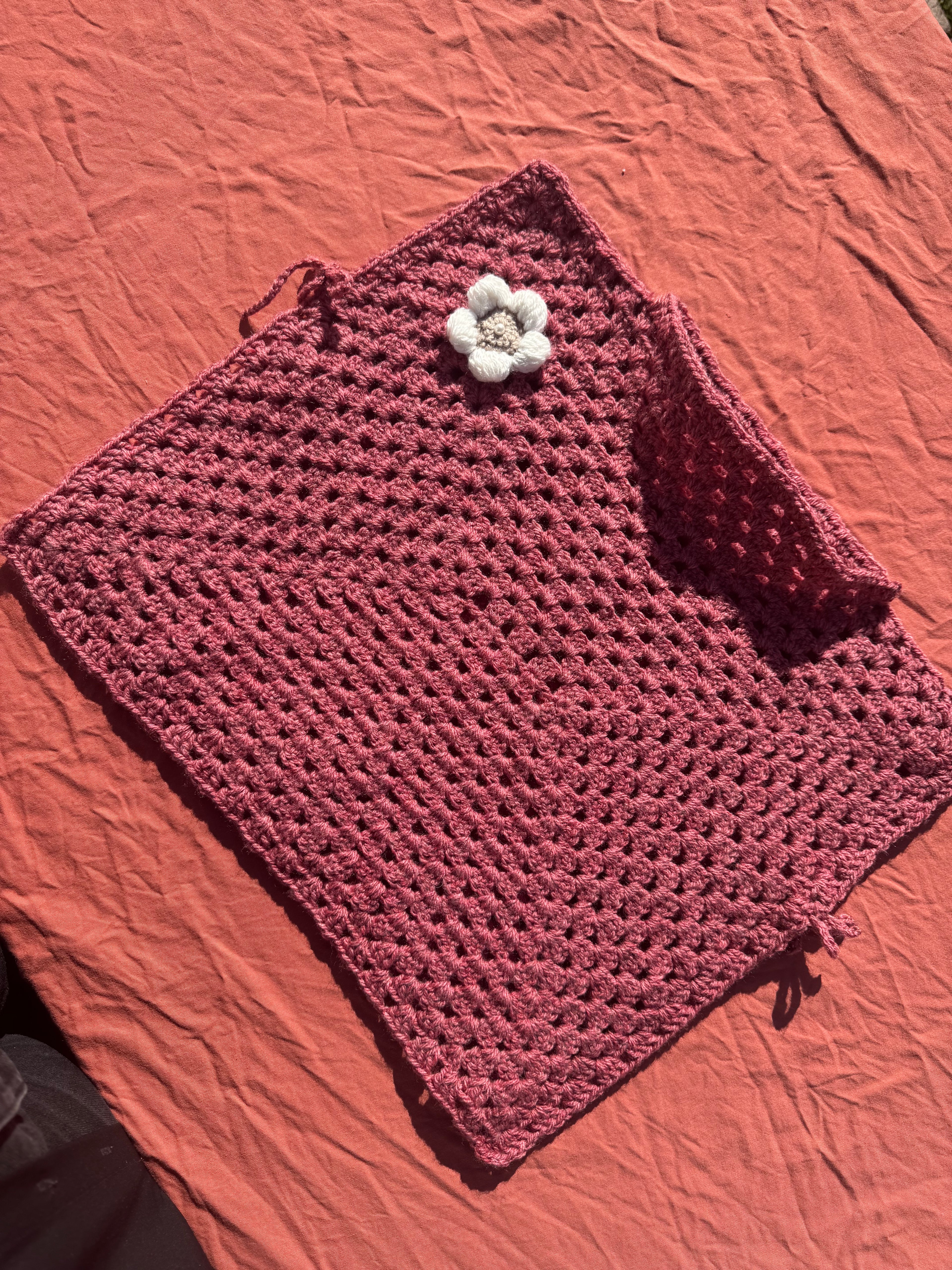 Poncho - rouge/rose 2-3 ans Aux Tissus Fleuris