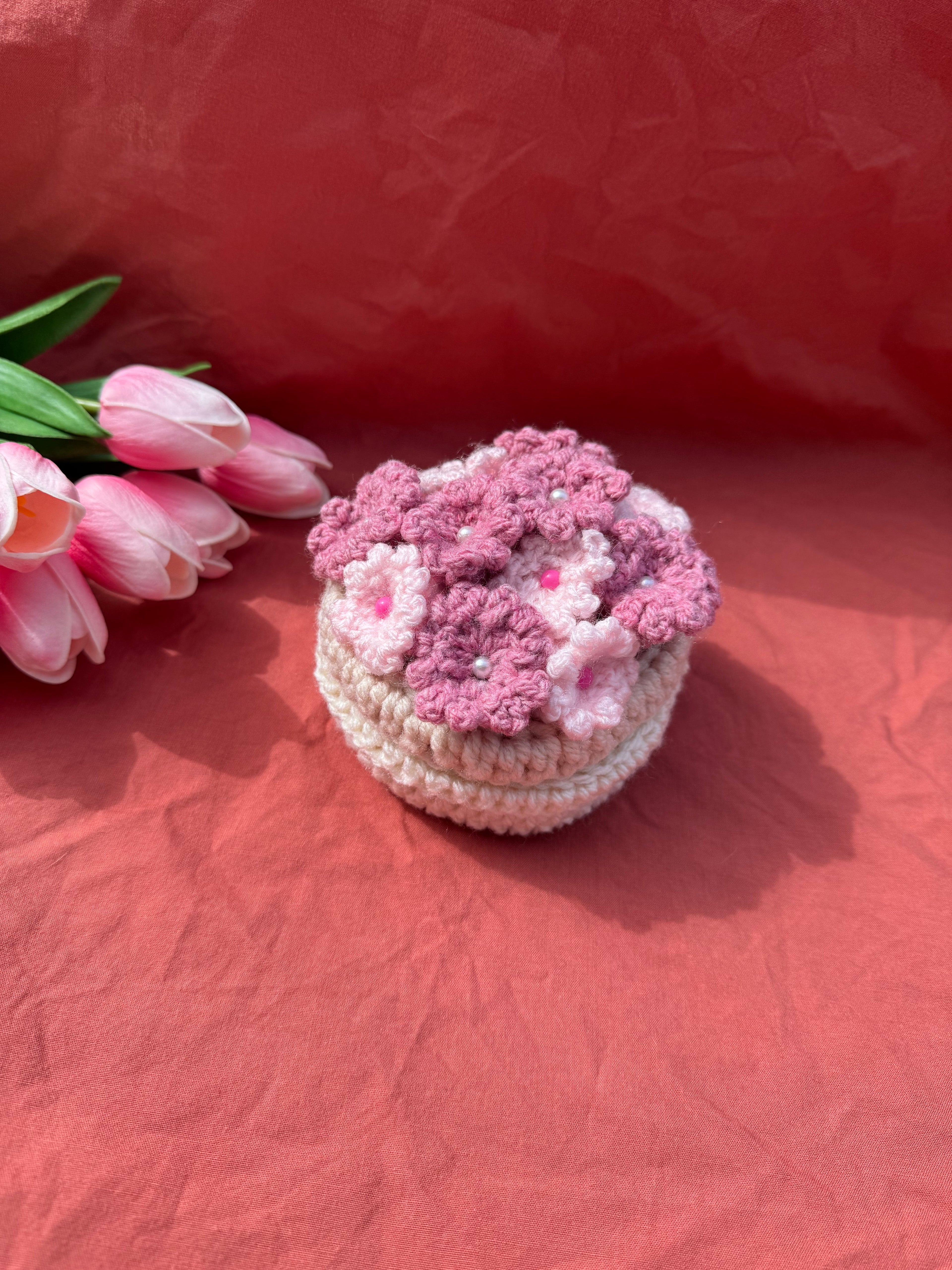 Dessous de verre Rose/Beige Aux Tissus Fleuris