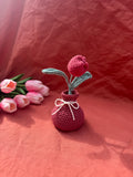 Vase avec Tulipe en crochet Aux Tissus Fleuris